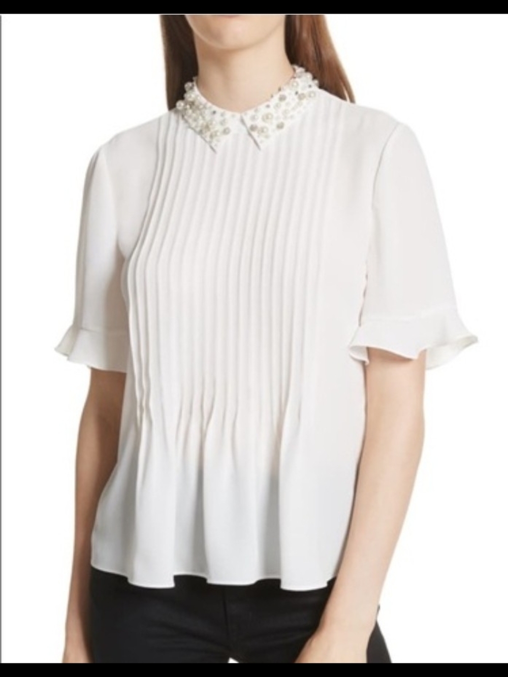 Kate Spade New York Ivory Pearl-Embellished Top